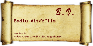 Badiu Vitális névjegykártya